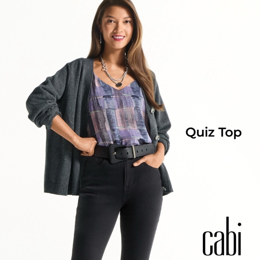 CAbi Purple and Blue Relaxed Tank Top Blouse